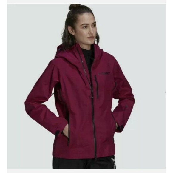 Adidas Terrex Techrock Gore-Tex Pro Jacket Size XL Waterproof Rain Purple Pink - Picture 2 of 12